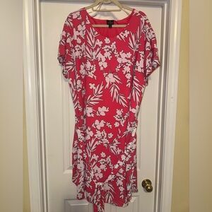 Worthington Jackie Floral Dress Pink Plus Size 2X